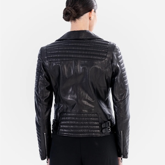 STACY LEATHER BIKER JACKET - 4XL = XL - Picture 4 of 4